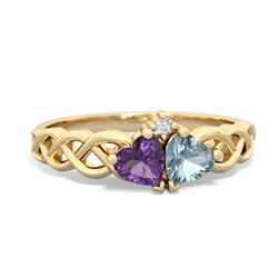 Amethyst Heart To Heart Braid 14K Yellow Gold ring R5870