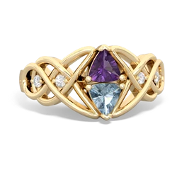 Amethyst Keepsake Celtic Knot 14K Yellow Gold ring R5300