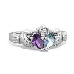 Amethyst 'Our Heart' Claddagh 14K White Gold ring R2388