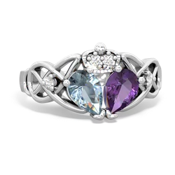 Amethyst 'One Heart' Celtic Knot Claddagh 14K White Gold ring R5322