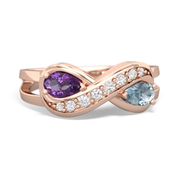 Amethyst Diamond Infinity 14K Rose Gold ring R5390