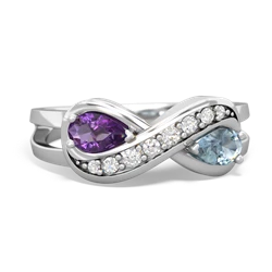 Amethyst Diamond Infinity 14K White Gold ring R5390