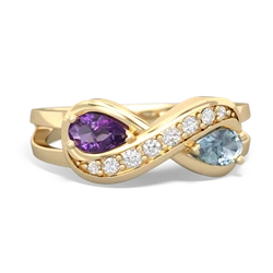 Amethyst Diamond Infinity 14K Yellow Gold ring R5390