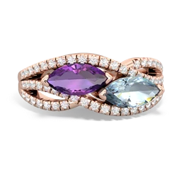 Amethyst Diamond Rivers 14K Rose Gold ring R3070