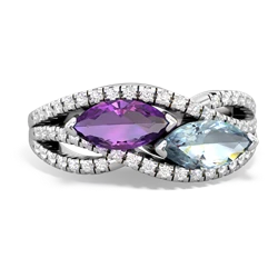 Amethyst Diamond Rivers 14K White Gold ring R3070