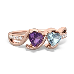 Amethyst Side By Side 14K Rose Gold ring R3090