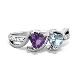 Amethyst Side By Side 14K White Gold ring R3090