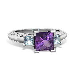 Amethyst Eternal Embrace Engagement 14K White Gold ring C2001