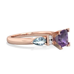 Amethyst 6Mm Princess Eternal Embrace Engagement 14K Rose Gold ring C2002