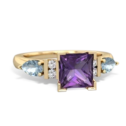 Amethyst 6Mm Princess Eternal Embrace Engagement 14K Yellow Gold ring C2002