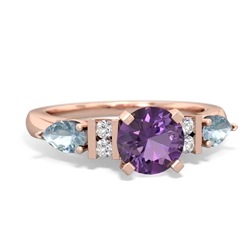 Amethyst 6Mm Round Eternal Embrace Engagement 14K Rose Gold ring R2005