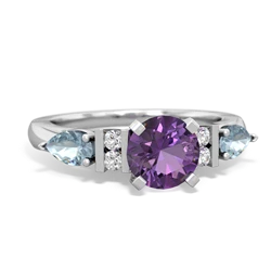 Amethyst 6Mm Round Eternal Embrace Engagement 14K White Gold ring R2005