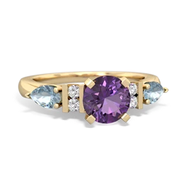 Amethyst 6Mm Round Eternal Embrace Engagement 14K Yellow Gold ring R2005