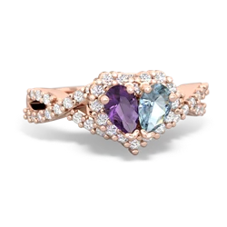 Amethyst Diamond Twist 'One Heart' 14K Rose Gold ring R2640HRT