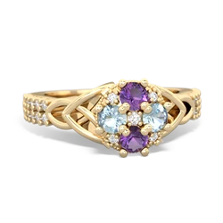 Amethyst Celtic Knot Cluster Engagement 14K Yellow Gold ring R26443RD