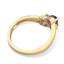 Amethyst Snuggling Hearts 14K Yellow Gold ring R2178