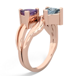 Amethyst Split Band Swirl 14K Rose Gold ring R2341