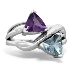 Amethyst Split Band Swirl 14K White Gold ring R2341