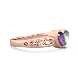 Amethyst Filligree 'One Heart' 14K Rose Gold ring R5070