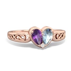 Amethyst Filligree 'One Heart' 14K Rose Gold ring R5070