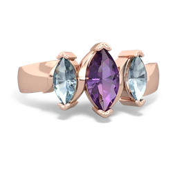 Amethyst Three Peeks 14K Rose Gold ring R2433