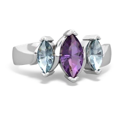 Amethyst Three Peeks 14K White Gold ring R2433