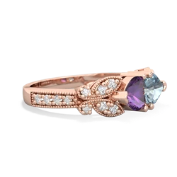 Amethyst Diamond Butterflies 14K Rose Gold ring R5601