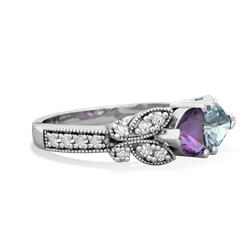 Amethyst Diamond Butterflies 14K White Gold ring R5601