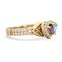 Amethyst Celtic Knot Two Hearts As One 14K Yellow Gold ring R2644HRT