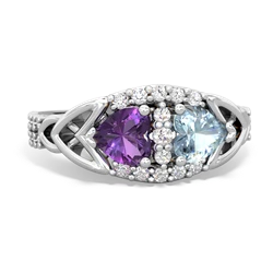 Amethyst Sparkling Celtic Knot 14K White Gold ring R2645