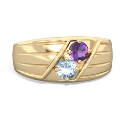 Amethyst Men's Streamline 14K Yellow Gold ring R0460