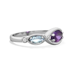 Amethyst Milgrain Marquise 14K White Gold ring R5700