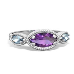 Amethyst Milgrain Marquise 14K White Gold ring R5700