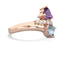 Amethyst Heart To Heart 14K Rose Gold ring R2064