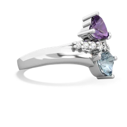 Amethyst Heart To Heart 14K White Gold ring R2064