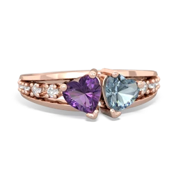 Amethyst Heart To Heart 14K Rose Gold ring R3342