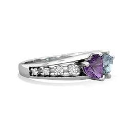 Amethyst Heart To Heart 14K White Gold ring R3342