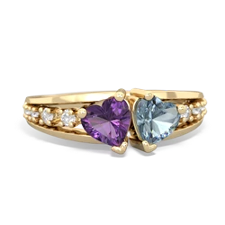 Amethyst Heart To Heart 14K Yellow Gold ring R3342