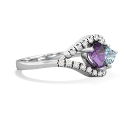 Amethyst Mother And Child 14K White Gold ring R3010