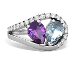 Amethyst Nestled Heart Keepsake 14K White Gold ring R5650