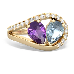 Amethyst Nestled Heart Keepsake 14K Yellow Gold ring R5650