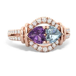 Amethyst Art-Deco Keepsake 14K Rose Gold ring R5630