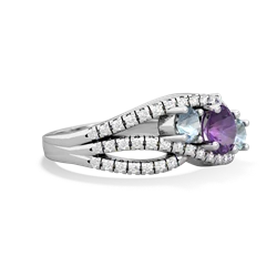 Amethyst Three Stone Aurora 14K White Gold ring R3080