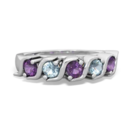 Amethyst Anniversary Band 14K White Gold ring R2089