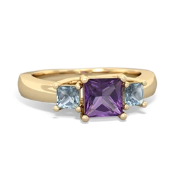 Amethyst Three Stone Trellis 14K Yellow Gold ring R4015