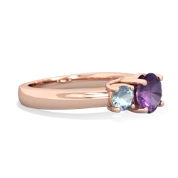 Amethyst Three Stone Round Trellis 14K Rose Gold ring R4018