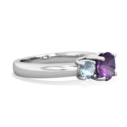 Amethyst Three Stone Round Trellis 14K White Gold ring R4018