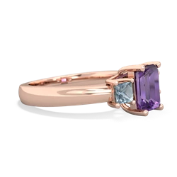 Amethyst Three Stone Emerald-Cut Trellis 14K Rose Gold ring R4021