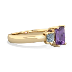 Amethyst Three Stone Emerald-Cut Trellis 14K Yellow Gold ring R4021