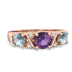 Amethyst Hugs And Kisses 14K Rose Gold ring R5016